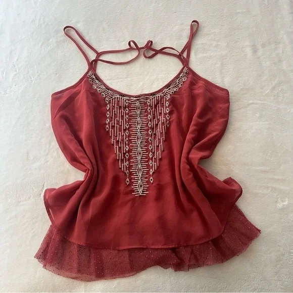 Nwt Miss Me Strappy Embroidered Open-Back Tank Top - Picture 3 of 9